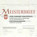 Meisterbrief Leonard Hengstberger